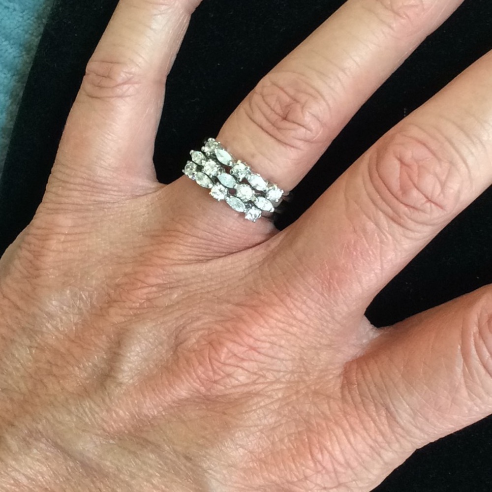 Silver And Rhinestone Stackable Rings - image 1